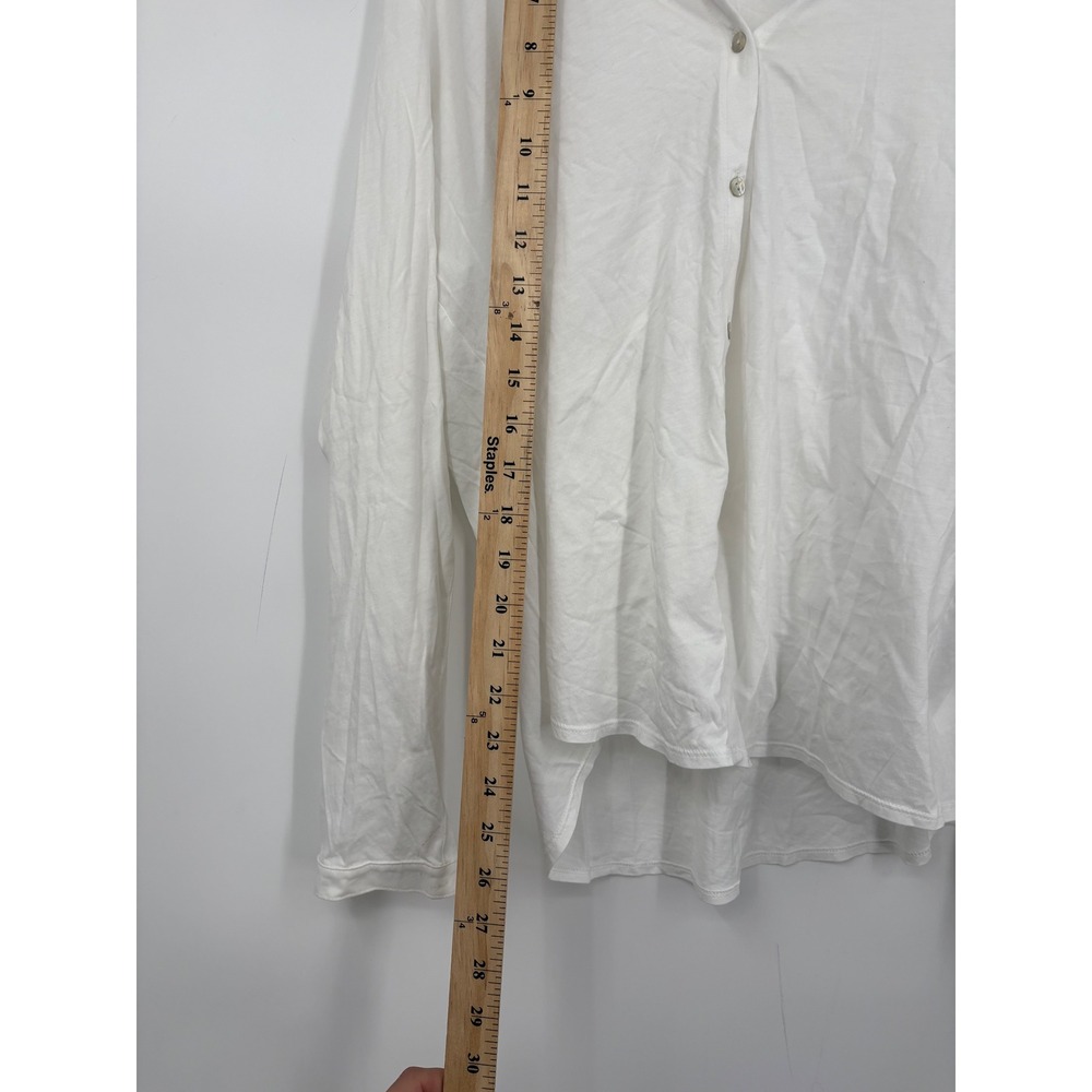 EILEEN FISHER White Organic Cotton Button Front Long Sleeve Shirt Top L G - Picture 5 of 6